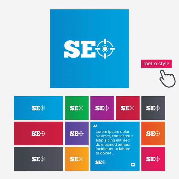 SEO teken pictogram. Search engine optimalisatie symbool. — Stockfoto