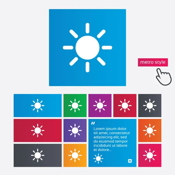 太陽記号アイコン。サンルームのシンボルです。熱ボタン. — ストック写真
