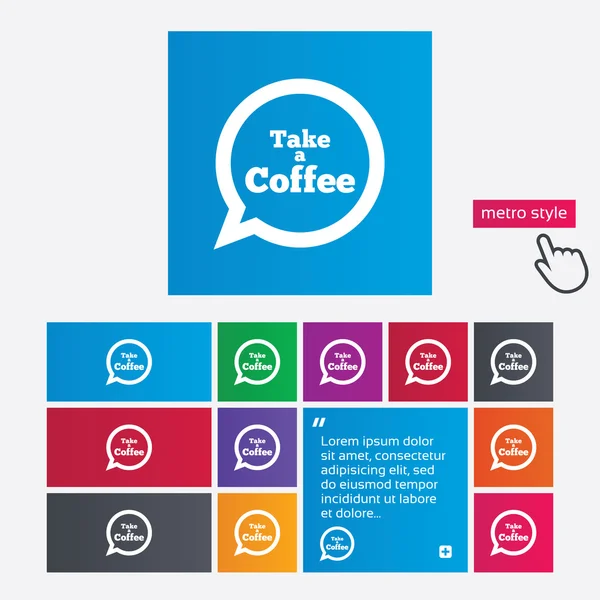 Take a Coffee sign icon. Coffee speech bubble. — Stock Photo, Image