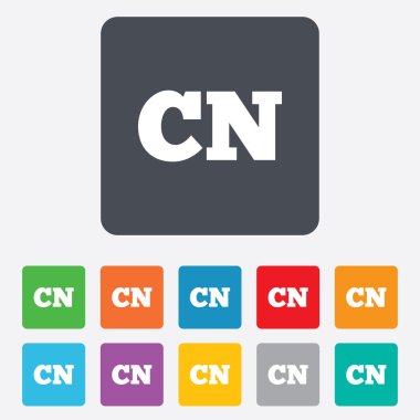 Çince dil işareti simgesi. CN Çin çeviri