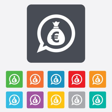 para çantası işareti simgesi. Euro eur para.
