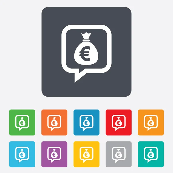 Geld tas teken pictogram. euro eurovaluta. — Stockvector