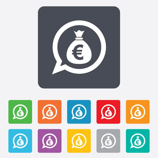 Icono de signo de bolsa de dinero. Euro EUR moneda . — Vector de stock