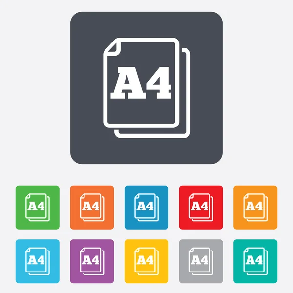 Papier format A4 icône standard. Document symbole . — Image vectorielle