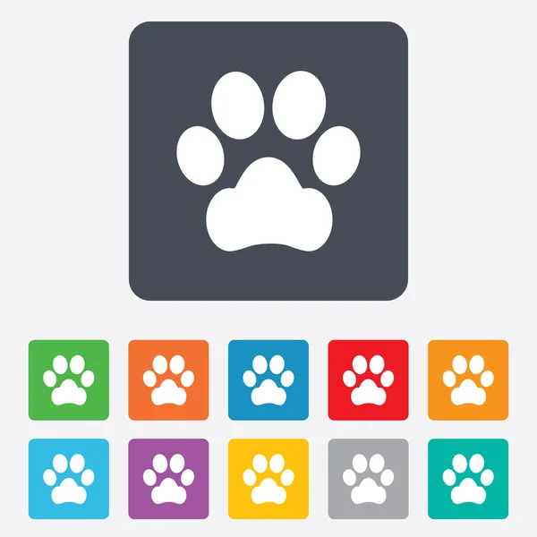 Signo de pata de perro icono. Mascotas símbolo . — Vector de stock