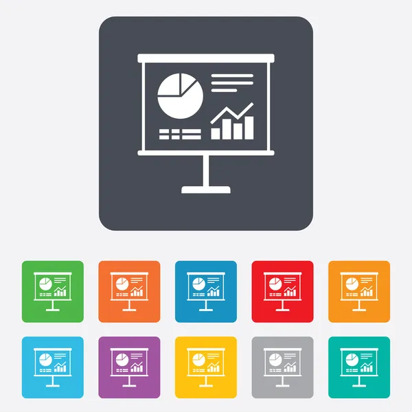 Presentatie billboard teken pictogram. diagram symbool — Stockvector