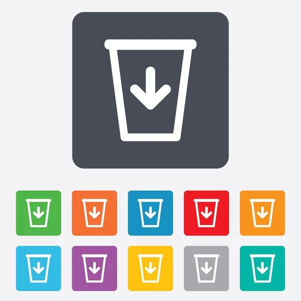 Verzenden naar de prullenmand. recycle bin ondertekenen. — Stockvector