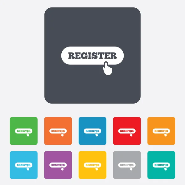 Register mit Handzeiger-Symbol. Mitgliedschaft. — Stockvektor