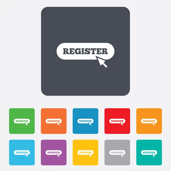 Registreren met cursor aanwijzer pictogram. lidmaatschap. — Stockvector