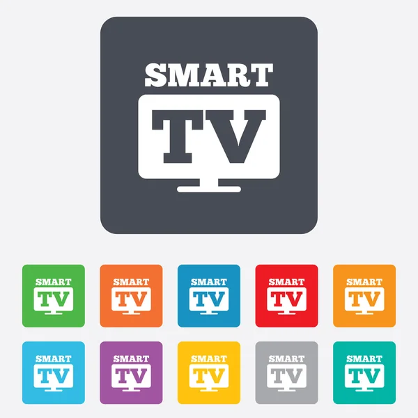 Widescreen Smart TV sign icon. Television set. — Stock Vector