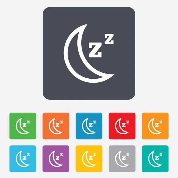 Sleep sign icon. Moon with zzz button. — Stock Vector