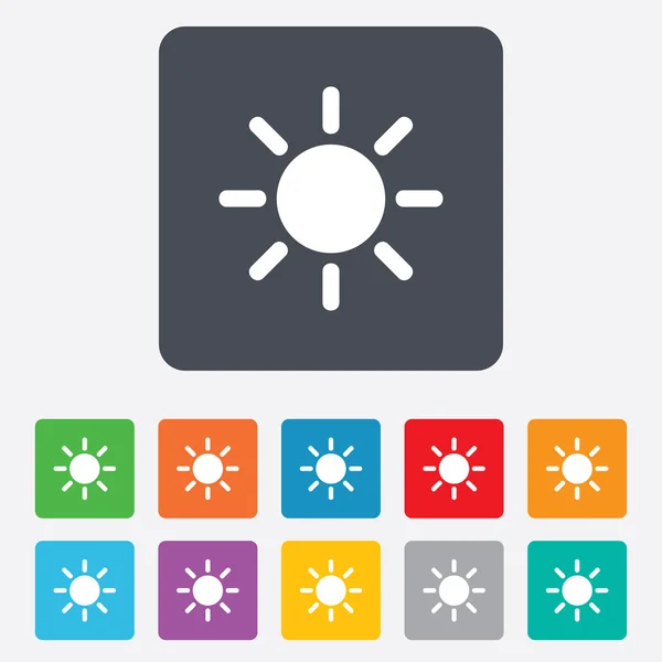 Zon teken pictogram. Solarium symbool. warmte knop. — Stockvector