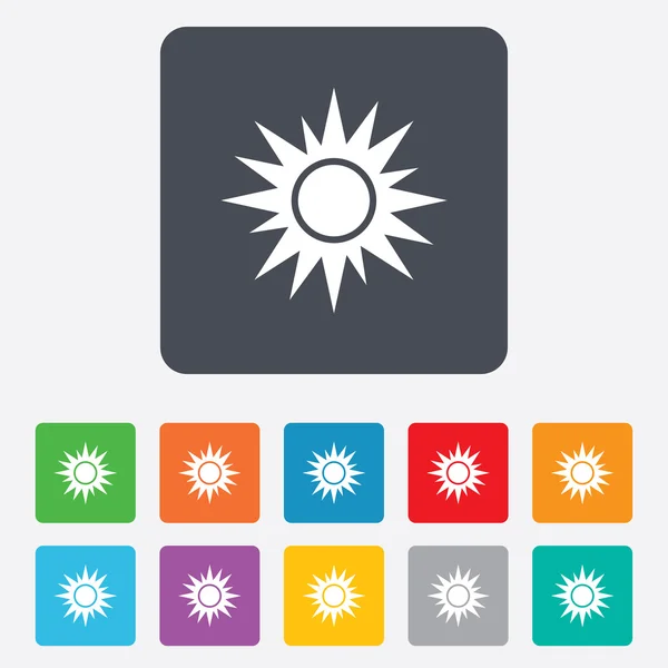 Icône signe solaire. Symbole du solarium. Bouton chauffant . — Image vectorielle