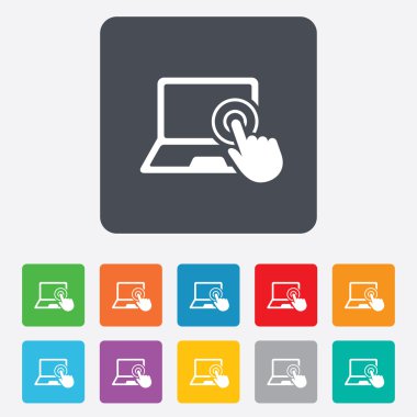 dokunmatik ekran laptop işareti. el işaretçi simgesi.