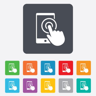 dokunmatik ekran smartphone işareti simgesi. el işaretçisi