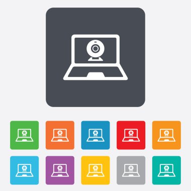 görüntülü sohbet dizüstü işareti simgesi. webcam sohbet.