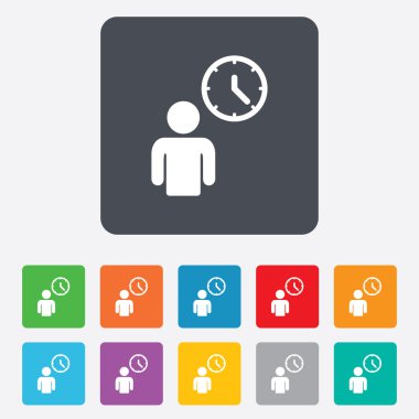 kişi bekleyen işareti simgesi. Saat simgesi.