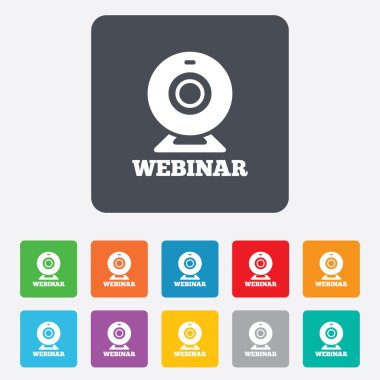 Webinar web kamera işareti simgesi. Online web çalışma.