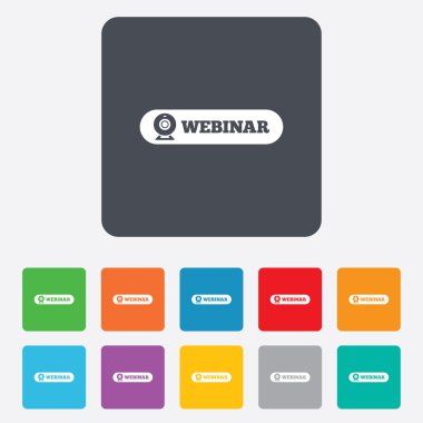 Webinar web kamera işareti simgesi. Online web çalışma.
