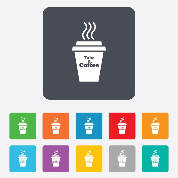 Neem een koffie teken pictogram. warme koffie beker. — Stockvector