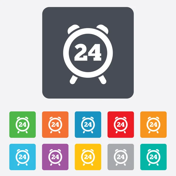 24 timmar tid tecken ikonen. klocksymbolen larm. — Stock vektor
