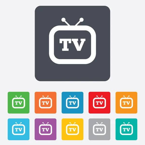 Ícone de sinal de TV retro. Conjunto de televisão símbolo . —  Vetores de Stock