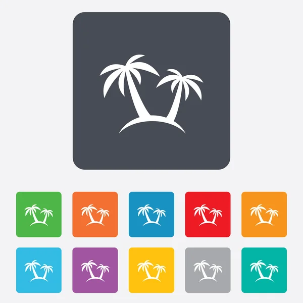 Palmiye ağacı işareti simgesi. seyahat gezi sembolü. — Stok Vektör
