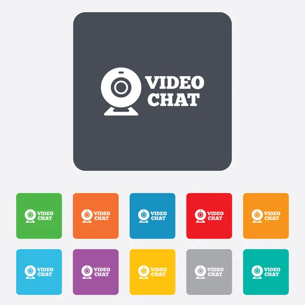 Video chat teken pictogram. webcam video talk. — Stockvector