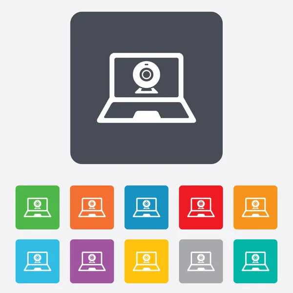 Video Chat Laptop Zeichen Symbol. Webcam-Gespräch. — Stockvektor