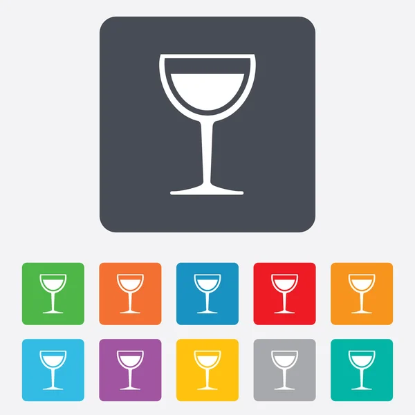 Wijnglas teken pictogram. alcohol drinken symbool. — Stockvector