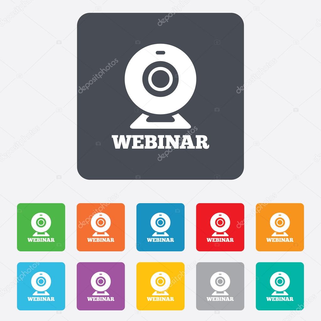 Webinar web camera sign icon. Online Web study.