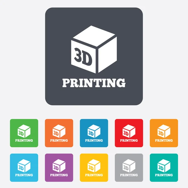 3D Print sign icon. 3d cube Printing symbol. — Stock Vector