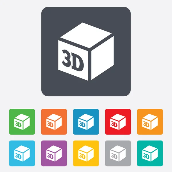 Icono de signo de impresión 3D. 3d cubo símbolo de impresión . — Vector de stock