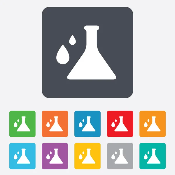 Ícone de sinal de química. Símbolo da lâmpada com gotas . — Vetor de Stock