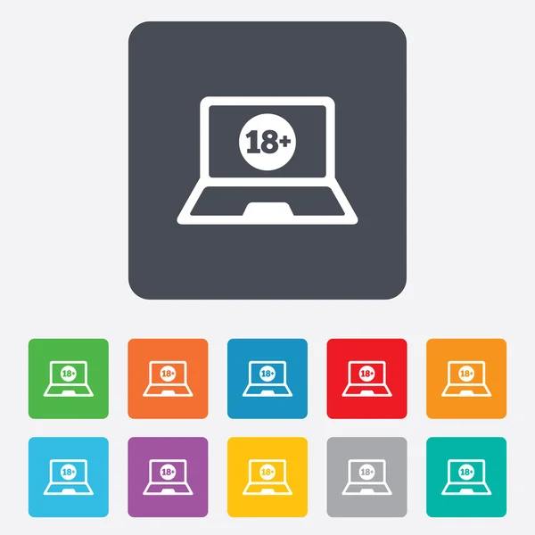 Volwassenen inhoud laptop pictogram. website voor volwassenen. — Stockvector