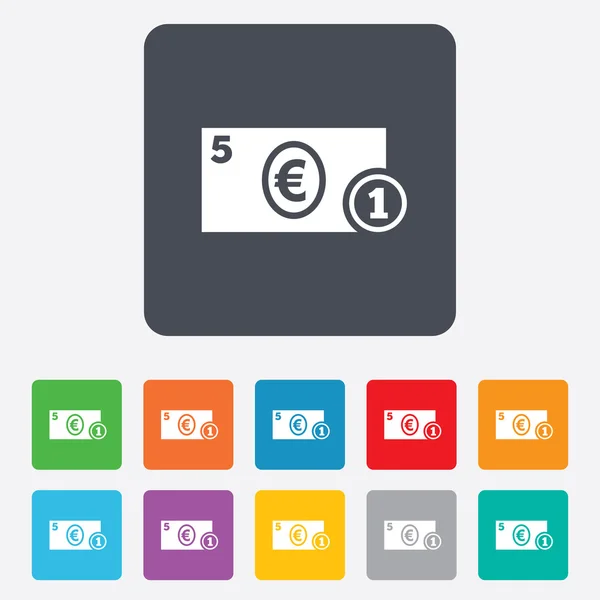 Kontantskiltikon. Euro Money-symbol. Mynt . – stockvektor