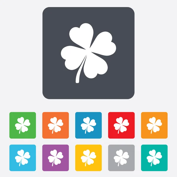 Clover dengan empat tanda daun. Simbol St. Patrick - Stok Vektor