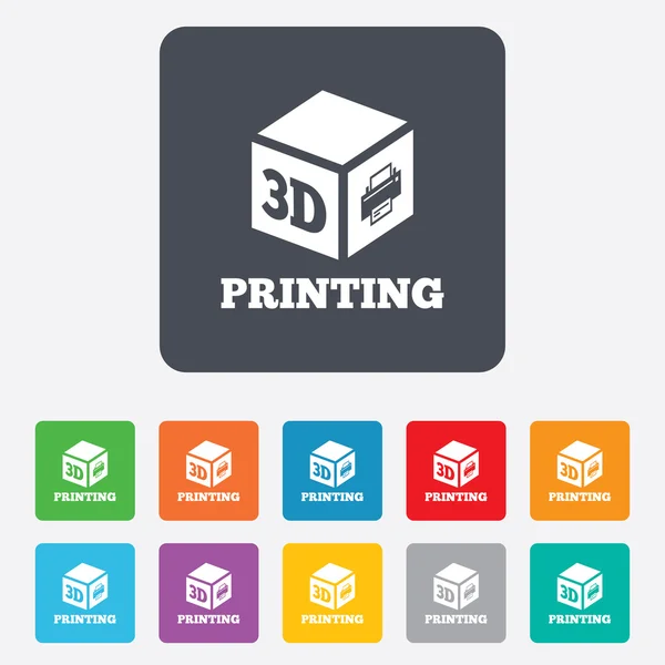 3D Print sign icon. 3d cube Printing symbol. — Stock Vector