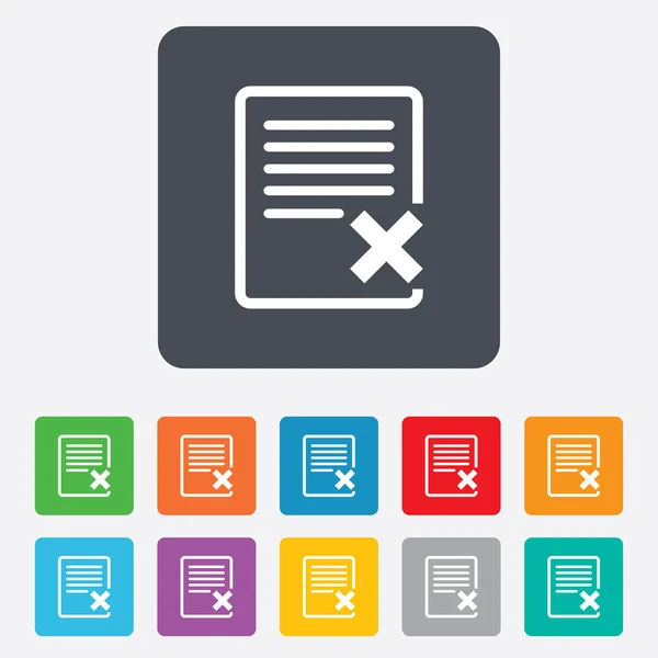 Eliminar icono de signo de archivo. Eliminar el símbolo del documento . — Archivo Imágenes Vectoriales