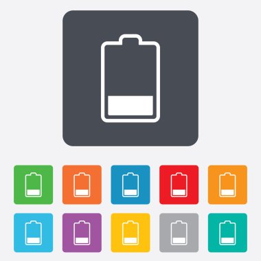 Pil düşük seviye işareti simgesi. Elektrik sembolü