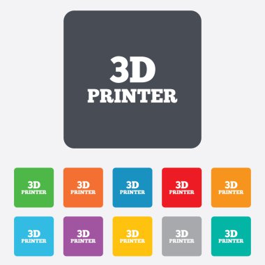 3D baskı işareti simgesi. 3D yazdırma simgesi.
