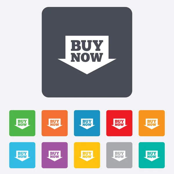 Buy now sign icon. Online buying arrow button. — Stock Vector