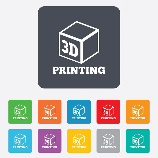 3D Print sign icon. 3d cube Printing symbol. — Stock Vector