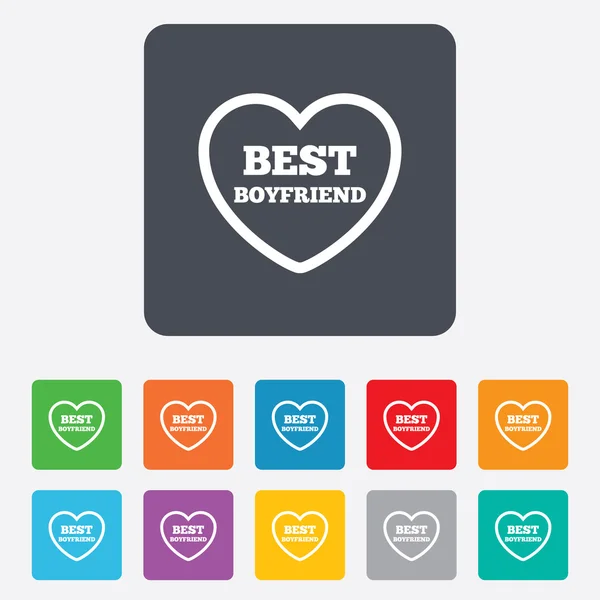 Best boyfriend sign icon. Heart love symbol. — Stock Vector