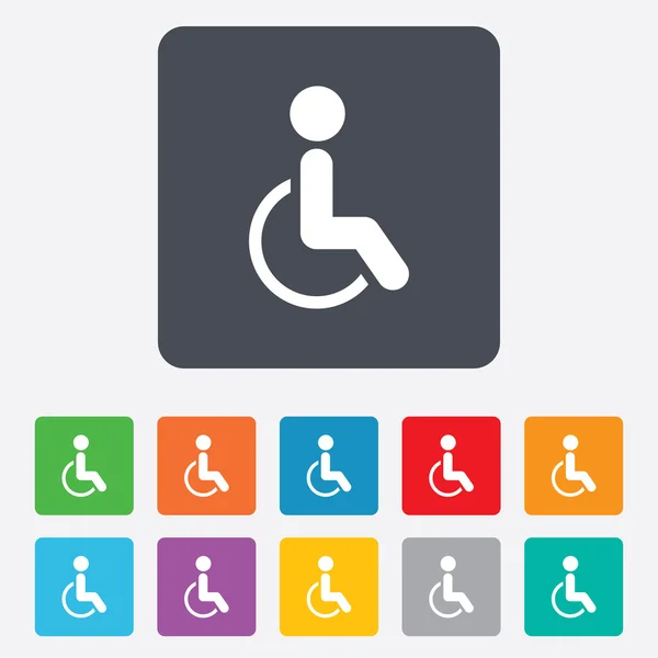 Icona del segno disabilitato. Simbolo umano sulla sedia a rotelle . — Vettoriale Stock