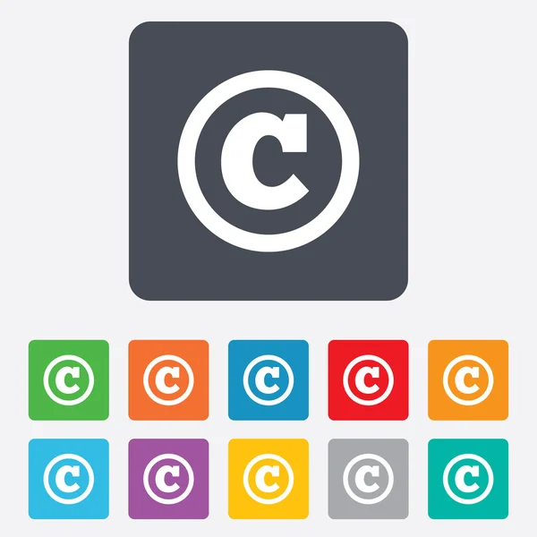 Icono del signo de copyright. Botón Copyright . — Archivo Imágenes Vectoriales