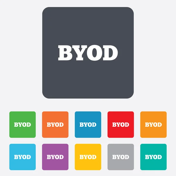 Icône de signe BYOD. Apportez votre propre symbole d'appareil . — Image vectorielle