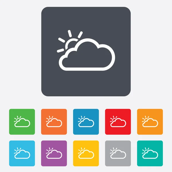 Cloud and sun sign icon. Weather symbol. — Stock Vector