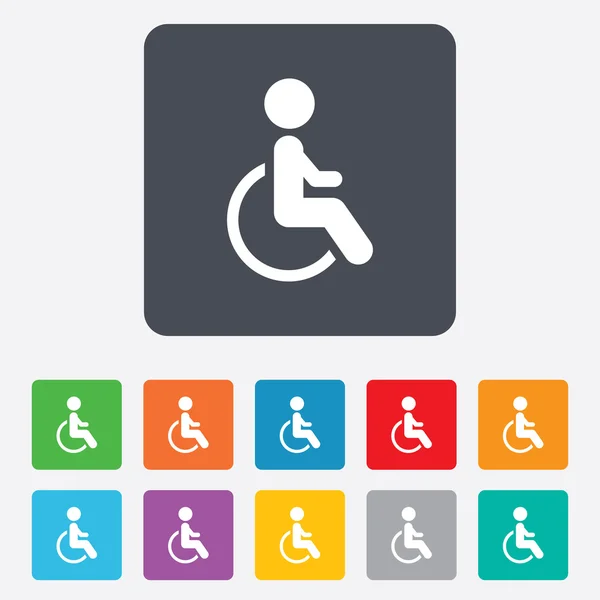 Disabled sign icon. Human on wheelchair symbol. — Stock Vector