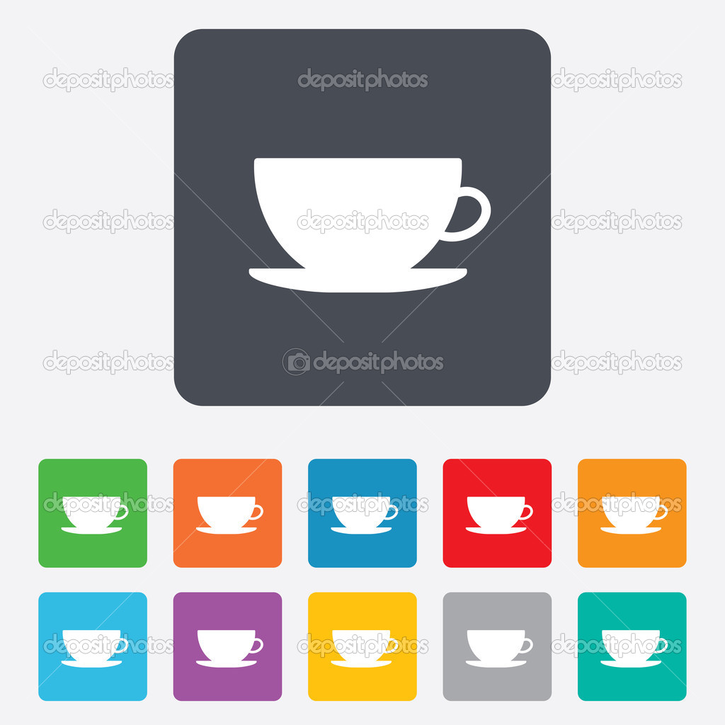 Coffee cup sign icon. Coffee button.